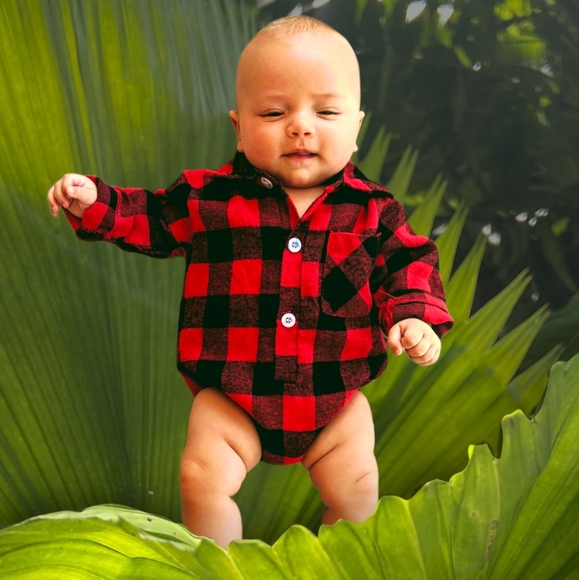 You Are So Deerly Loved plaid flannel button down onesie - Picture 2 of 4